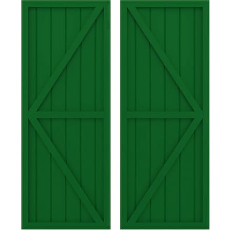 Americraft 6-Board Wood 2 Equal Panel Frmd Board-n-Batten Shutters W/ Dubl Z-Bar, ARW102BF621X58HGH